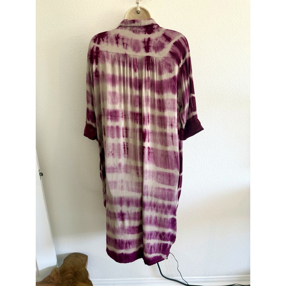 The Odells Dress Sz S Purple Tie Dye Midi Shirtdress Button‎ Up Collared Relaxed - Picture 7 of 8